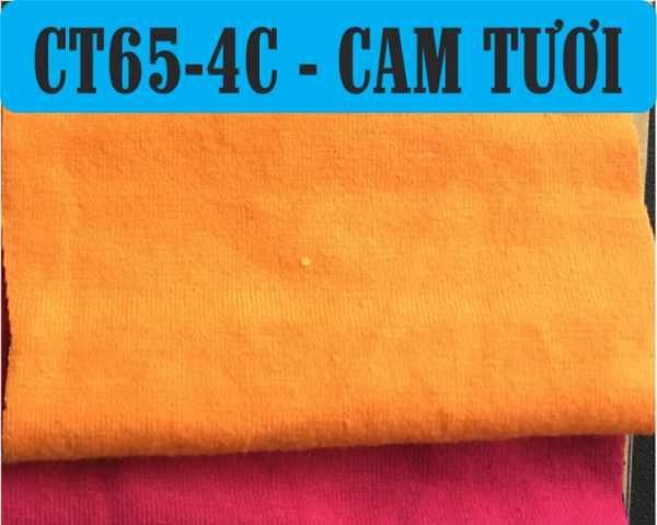 vải thun cotton co giãn 4 chiều màu cam tươi